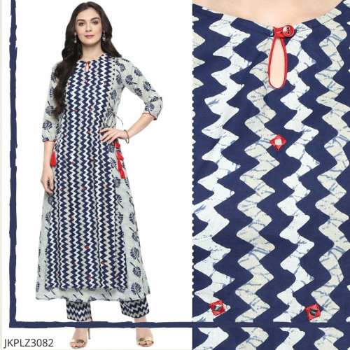 Buy Designer Navy Blue Zig-Zag Print Cotton Kurta with Navy Blue Stripes Cotton Palazzo in various colours and patterns. Shop for Zig-Zag Print Cotton Kurta at best nice range. Get Navy Blue Printed Cotton Kurtas Online at jaipurkurti.com

Get it at Flat 61% OFF | Order now at www.jaipurkurti.com

Sizes available- S, M, L, XL, & XXL