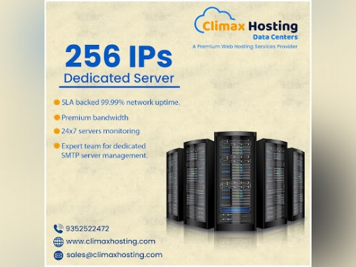 Climax Hosting is the best 256 IP Server provider at a low cost. The 256 IPs dedicated server is the best for the business that wants to promote the business in the market which has to deal with multiple IPs. This server is best for the person or businesses who want to host multiple websites under a single server. On this server, you can send bulk emails and can also run various applications, and make maximum use of resources.
https://www.climaxhosting.com/256-ips-dedicated-server.php