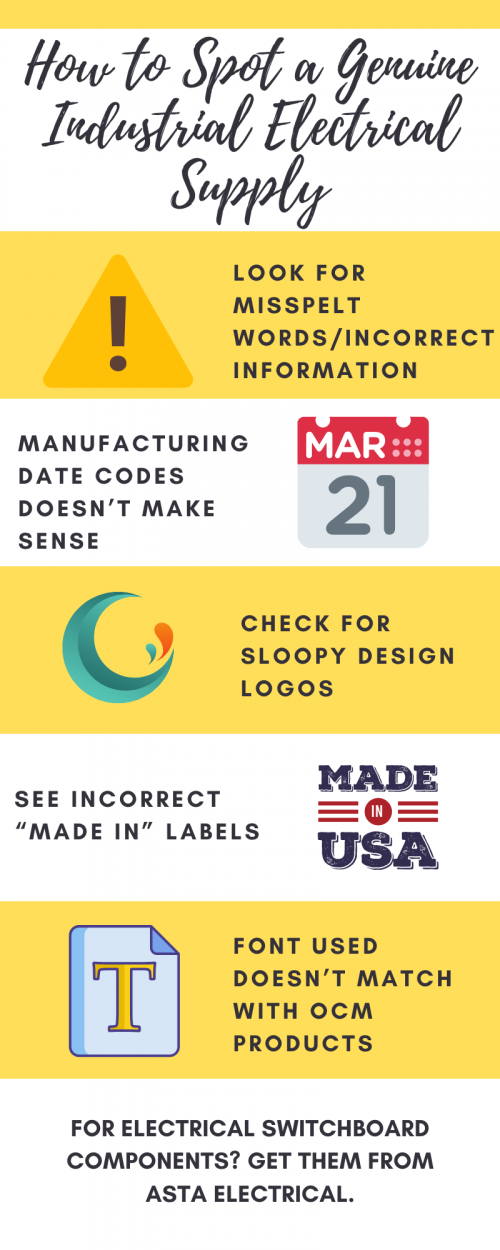 Before you can finalise your deal, it is best to order a sample of the industrial electrical component to see if it is real. Read this article to give you an idea.

#IndustrialElectricalPanelComponents

https://www.asta.com.sg/products/