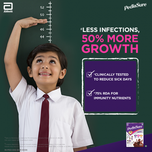 Reduce your child’s chances of infection and ensure 50% more growth with PediaSure healthy drinks for kids
Check out Now: https://pediasure.in/