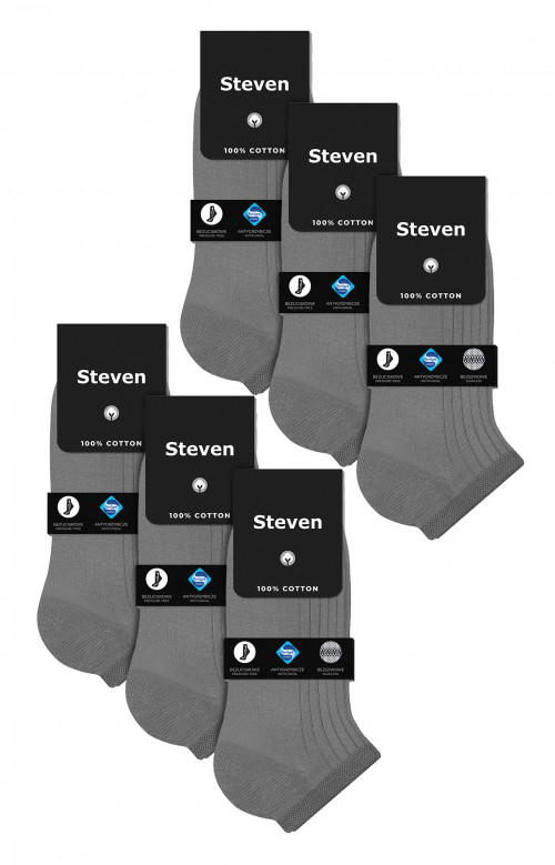 A 042 Mens 3 Pair 100% Ankle Cotton Socks GRY PACK X6