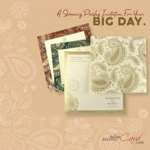 Paisley Theme Cards are your choice of invitations for your big day, they definitely add positivity and blessings from past beliefs. These beautifully designed cards showcased sophisticated taste which remains timeless and surprisingly unaffected by the à la mode. At Indian Wedding Card, present the most exclusively created collection of paisley theme wedding cards that will be loved by your guests and they seem to be apt for any event or occasion. Visit @ https://www.indianweddingcard.com/Paisley-Theme-Cards.html