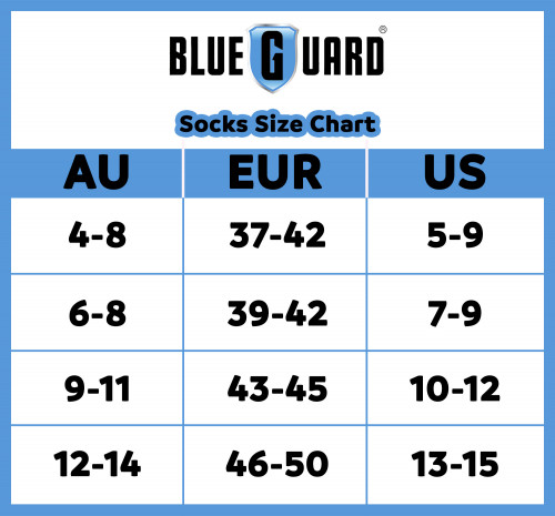 Blueguard Sock size chart AU