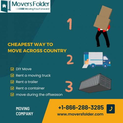 Cheap options for cross-country moving are listed below. 
1. DIY Move. 2. rent a moving truck, trailer, or container. 3. move during the offseason (Plan on weekdays and mid of a month).

To know more in detail about affordable cross-country moving
log on to https://www.moversfolder.com/moving-tips/cheapest-way-to-move-across-country
(Or) Call Us Toll-Free# at 1-866-288-3285.