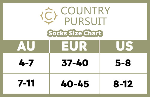 Country Pursuit size chart AU
