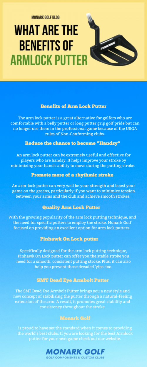 Since the USGA announced anchoring putters like Long Putters (reaching to the chest) and Belly Putters as non-conforming, many golfers have found an alternative with an arm lock putter.