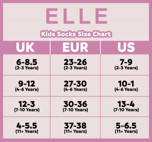 ELLE Socks size chart UK