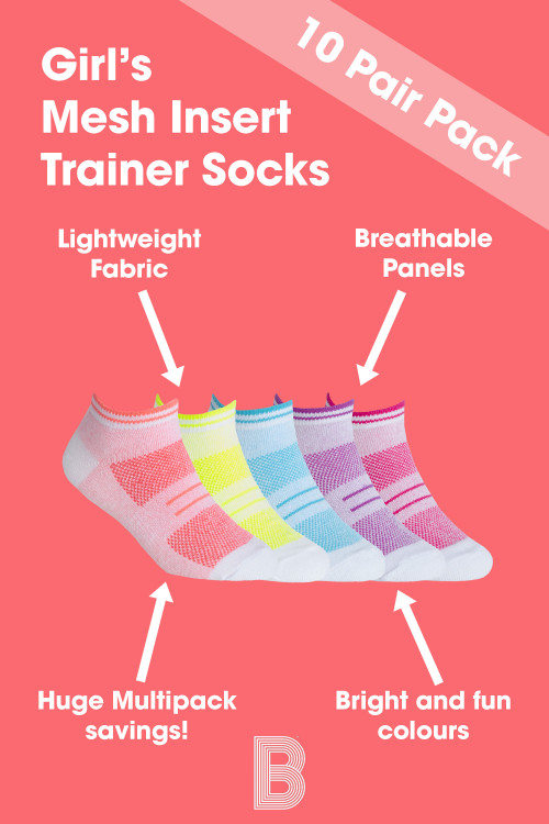 Girls Trainer Socks with Mesh Insert INFOPANEL 2