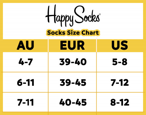 HAPPY SOCKS size chart AU