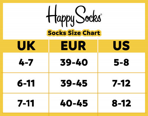 HAPPY SOCKS size chart UK