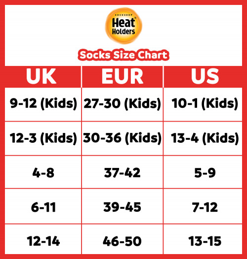 HH Socks size chart UK