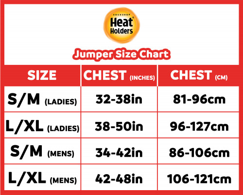 HH jumper size chart