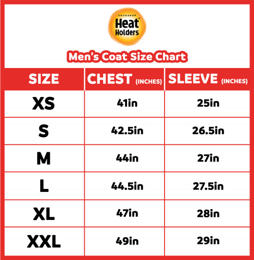 HH mens coat size chart