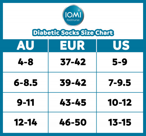 IOMI Diabetic Sock size chart AU