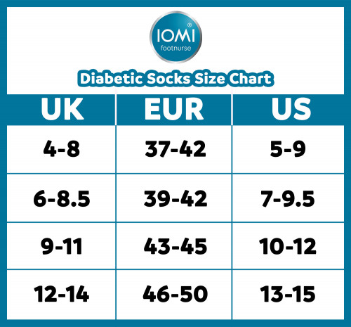 IOMI Diabetic Sock size chart UK