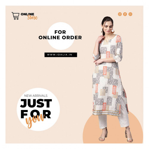 Idalia Off White Printed Kurta With Printed Pants