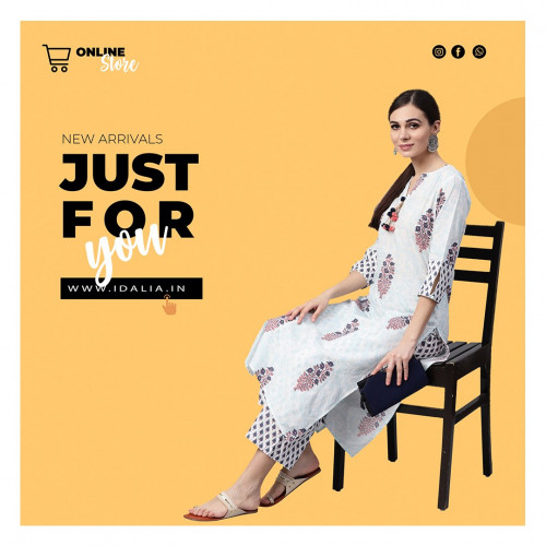 Idalia Sky Blue Printed Kurta With Printed Palazzo Pants