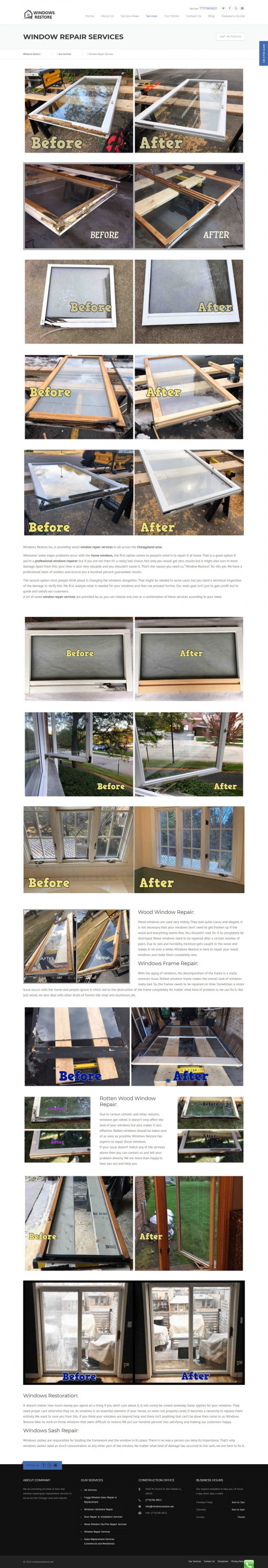 We are providing Wood Window Repair - Windows Frame, Windows Sash and Sill Repair in Chicago area and suburbs . Just Call Us. Get a Free Estimate.

Windows Restore Inc. was introduced in market in 2016. We are providing Window Frame Repair Services in all across the Chicago Land and suburbs. Our customer satisfaction is always our utmost priority. They saved huge amount of money by just repairing windows with us, not replacing, because we always provide them a better look just like a new window. Our skilled professionals analyze everything to ensure customer satisfaction with great quality.We are providing all kinds of windows and door repair services such as, glass replacement, broken glass replacement, foggy glass repair, exterior trim and caulking houses, wood windows repair, doors repair, window frame repair, window inspection services  and all work-related windows and doors repairing.

Call us - 7737868821
Address - 9186 W Church St. Des Plaines IL , 60016
Email id - infowindowsrestore@gmail.com

Web:-https://windowsrestore.net/our-services/window-repair/

#Windowrepair #Woodwindowrepair #WindowsashRepair #Windowframerepair #RottenWindowrepair #Exteriorwindowsillrepair #ExteriorwindowTrimrepair #FoggyGlassreplacement #Foggyglassrepair #Brokenglassrepair #Brokenglassreplacement #Homewindowrepair #Caulkingwindow