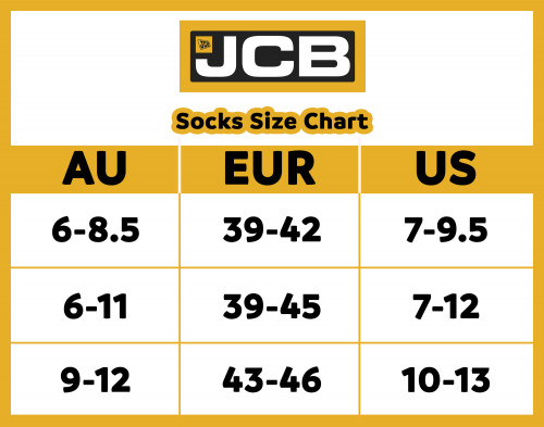 JCB size chart AU
