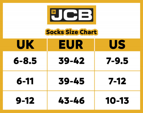 JCB size chart UK