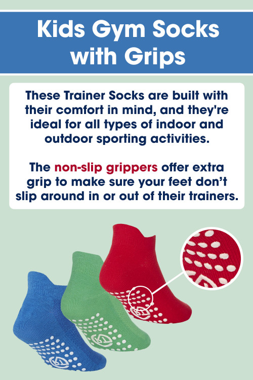 Kids Trainer Socks with Grippers INFOPANEL 1