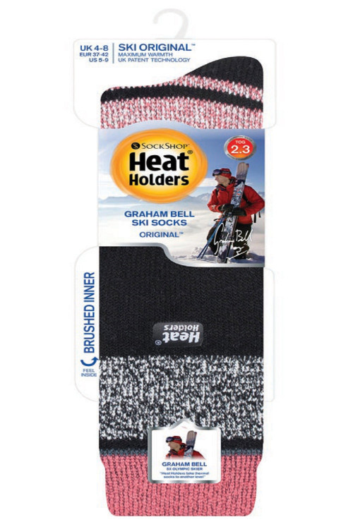 LADIES BLACK STRIPE SKI SOCK PACK