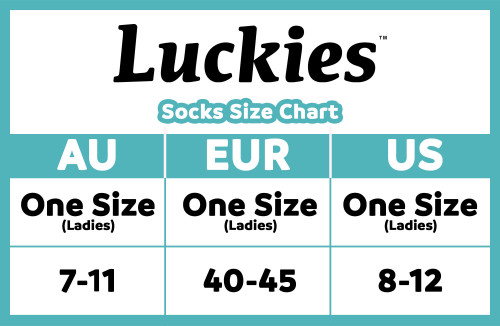 LUCKIES size chart AU