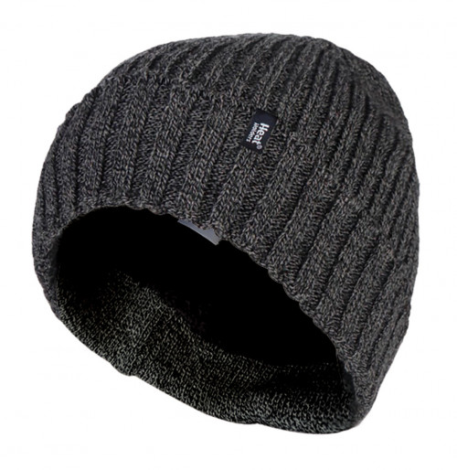 MENS RIBBED TURN OVER HAT CHARCOAL 2