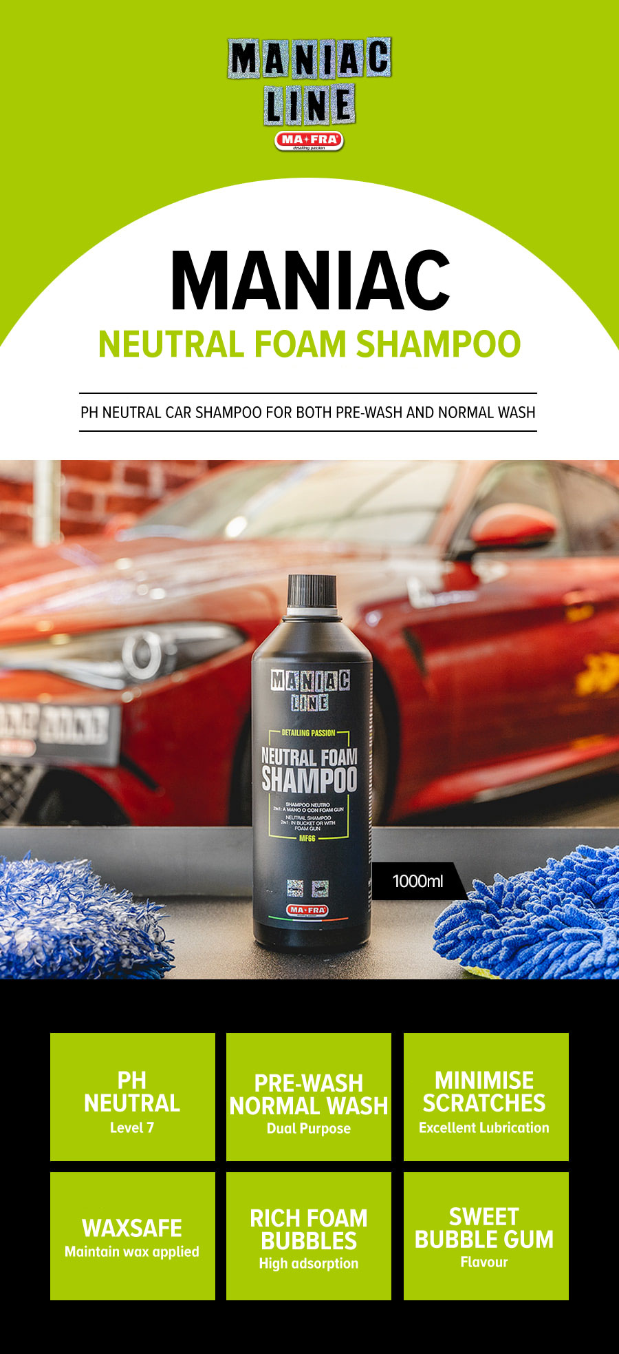 Maniac Line Neutral Foam Shampoo - How to do a prewash with a foam gun &  hand wash on a car. 