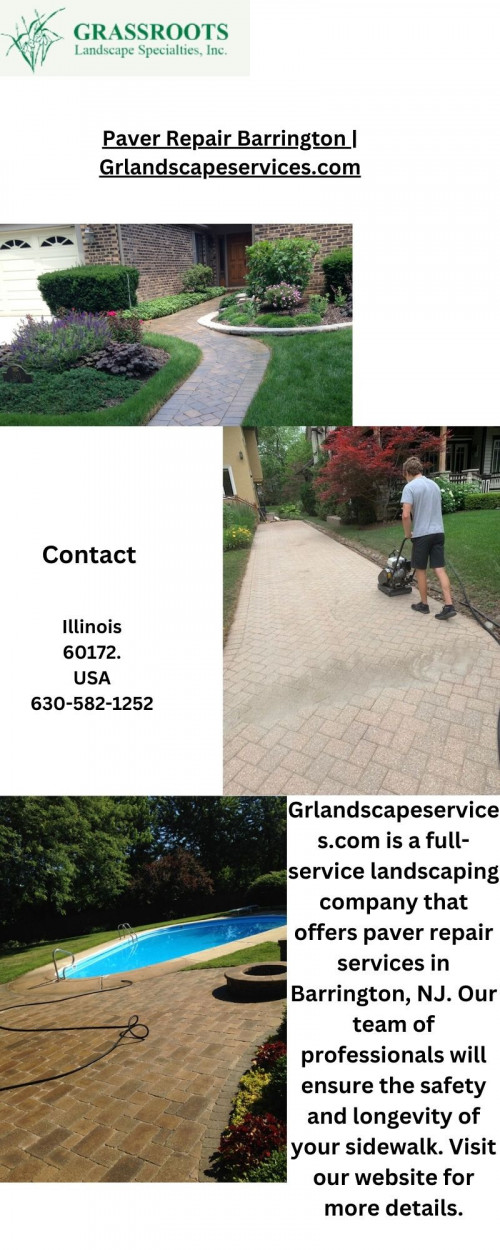 Grlandscapeservices.com is a full-service landscaping company that offers paver repair services in Barrington, NJ. Our team of professionals will ensure the safety and longevity of your sidewalk. Visit our website for more details.

https://www.grlandscapeservices.com/barrington-brick-paver-cleaning-sealing-service.html