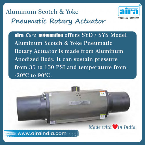 Aira Euro Automation is a leading Pneumatic Actuator Valve Manufacturer, also known as a Pneumatic rotary cylinder in India. Rotary Actuators are used to operate valves with compressed air.