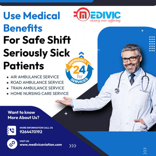 Medivic Aviation Air Ambulance in Indore is the most enhanced and immediate patient shifting service round the clock. We are 24 hours ready to shift the sick patient with all medical comfort and setup.

More@ https://bit.ly/3R8YObJ