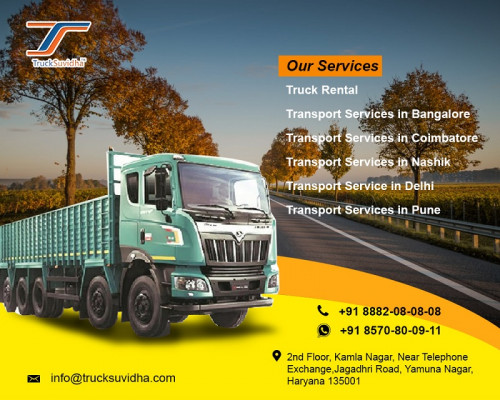 Truck Suvidha is a platform to find truck/load online or book truck online that crosses over any barrier between burden proprietors and truck proprietors in India.
TruckSuvidha enables transporters to view multiple freight opportunities. It allows them to quote competitive truck fares to book a load.

More Info  -   https://trucksuvidha.com/transport-services-in-bangalore.aspx

Contact Us -   8882080808