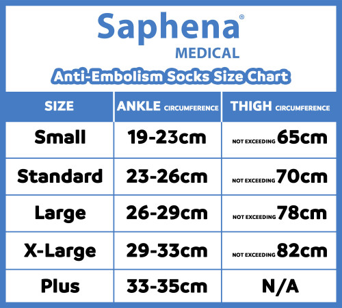 SAPHENA top size chart UK & AU