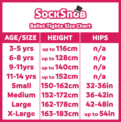 SS ballet TIGHTS size chart
