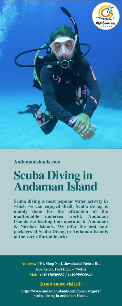Andaman Islands is a leading tour operator in Andaman & Nicobar Islands, which offers the best tour packages of Scuba Diving in Andaman Islands at the very affordable price. To know more visit at https://www.andamanislands.com/tour-category/scuba-diving-in-andaman-islands