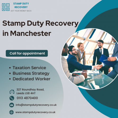 We advise individuals, landlords, companies, solicitors, non-residents, and other professionals and recover Stamp Duty by applying for a rebate. We offer this on a no win no fee basis.


Our Website: https://stampdutyrecovery.co.uk/
Business Email: info@stampdutyrecovery.co.uk
Address: 327 Roundhay Road, Leeds LS8 4HT
Phone: 0113 4870400

#StampDutyRecoveryinYorkshire #StampDutyRecoveryYorkshire #StampDutyRecovery #StampDuty #PropertyTax #Manchester #stampdutyrecoveryinmanchester