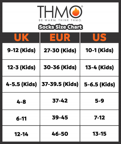 THMO Socks size chart UK