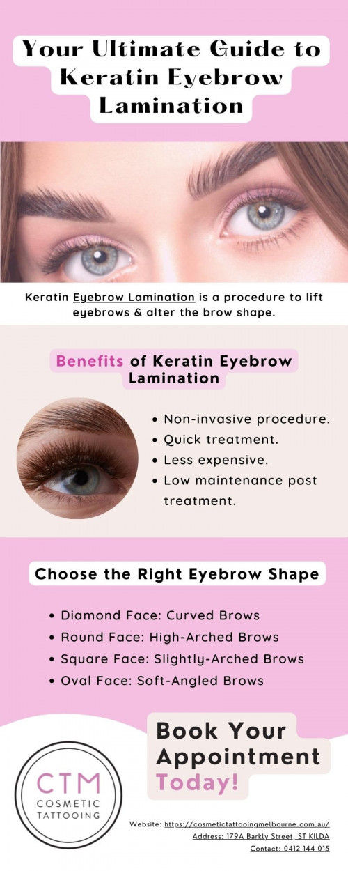 If you’ve been scrolling through your social media feed and wondering how these models have the perfect brows, know that it’s not magic or just good genes. Eyebrow lamination has become quite a trend among those who want to get their unruly brows under control while giving the face a perfect lift. For more information visit the website https://cosmetictattooingmelbourne.com.au/keratin-brow-lamination/


#Eyebrowlamination #cosmetictattooing #CosmeticTattooingMelbourne