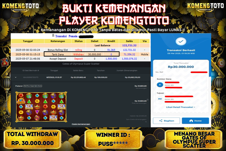 LAGI & LAGI!! KEMENANGAN BESAR DI SLOT GATES OF OLYMPUS SUPER SCATTER   SEBESAR Rp.30.000.000 KOMENGTOTO BAYAR LUNAS SECEPAT KILAT !! KOMENGTOTO BAYAR SECEPAT KILAT !!