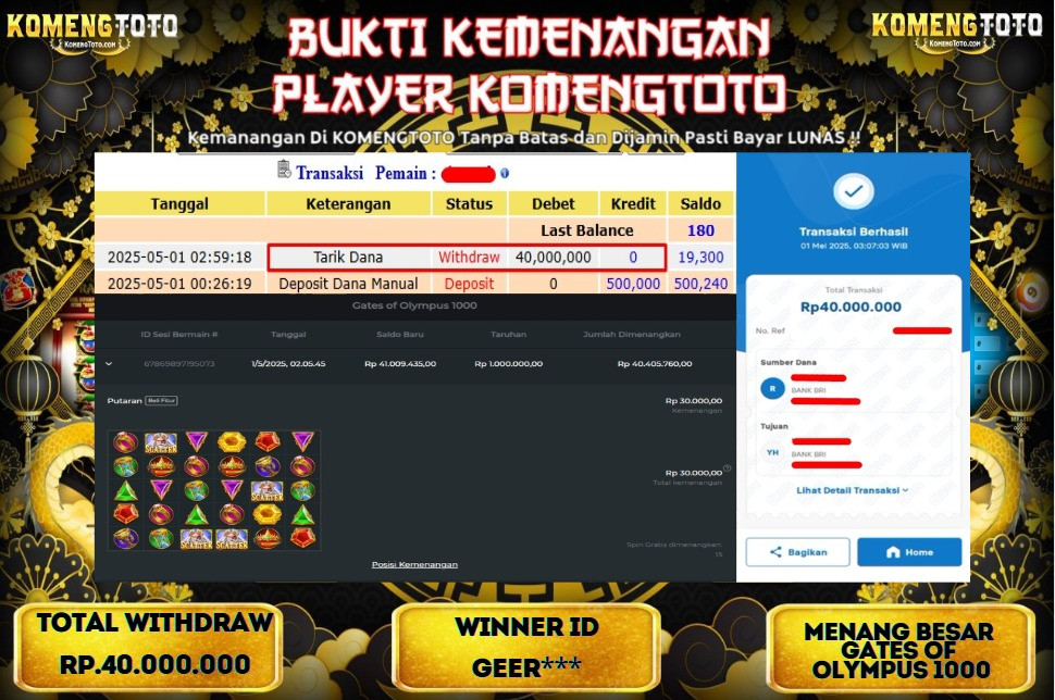 LAGI & LAGI!! KEMENANGAN BESAR DI SLOT GATES OF OLYMPUS 1000 SEBESAR Rp.40.000.000 KOMENGTOTO BAYAR LUNAS SECEPAT KILAT !! KOMENGTOTO BAYAR SECEPAT KILAT !!
