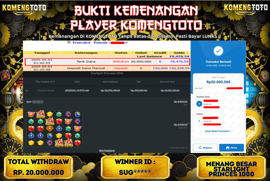 LAGI & LAGI!! KEMENANGAN BESAR DI SLOT   1000  SEBESAR Rp.20.000.000 KOMENGTOTO BAYAR LUNAS SECEPAT KILAT !! KOMENGTOTO BAYAR SECEPAT KILAT !!