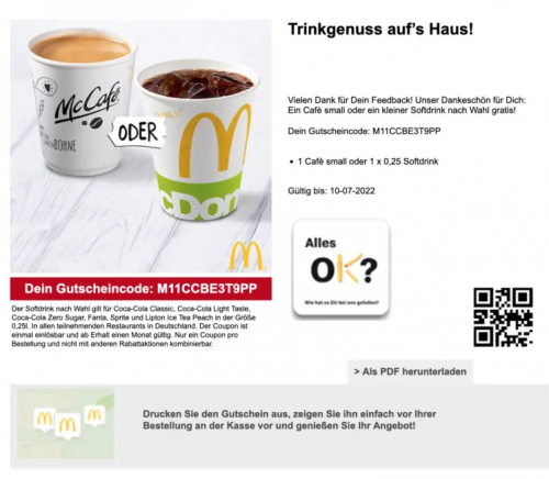 https://mcdonaldsfeedbaack.de/

McDonald’s Gutscheine: Sparen Sie bei Ihrem nächsten Besuch
McDonald’s bietet regelmäßig verschiedene Gutscheine an, die es den Kunden ermöglichen, bei ihrem Besuch in einem der rund 1.500 Restaurants in Deutschland zu sparen. Die McDonald’s Gutscheine sind eine hervorragende Möglichkeit, die beliebten Menüartikel zu reduzierten Preisen zu genießen. Diese Gutscheine sind meist in Form von digitalen Coupons erhältlich, die direkt auf der McDonald’s App oder über die Website des Unternehmens eingesehen werden können.