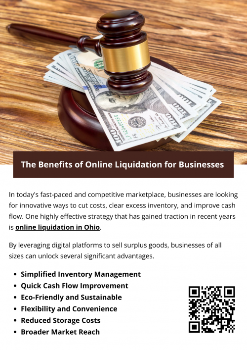 Online liquidation in Ohio provides a smart, effective way for businesses to recover capital, reduce waste, and optimize operations. Whether dealing with returns, overstock, or discontinued items, businesses can benefit from the speed, reach, and efficiency of digital liquidation platforms. As more companies embrace this strategy, online liquidation is poised to become an integral part of modern inventory management. To know more visit here https://www.wyethauctions.com/