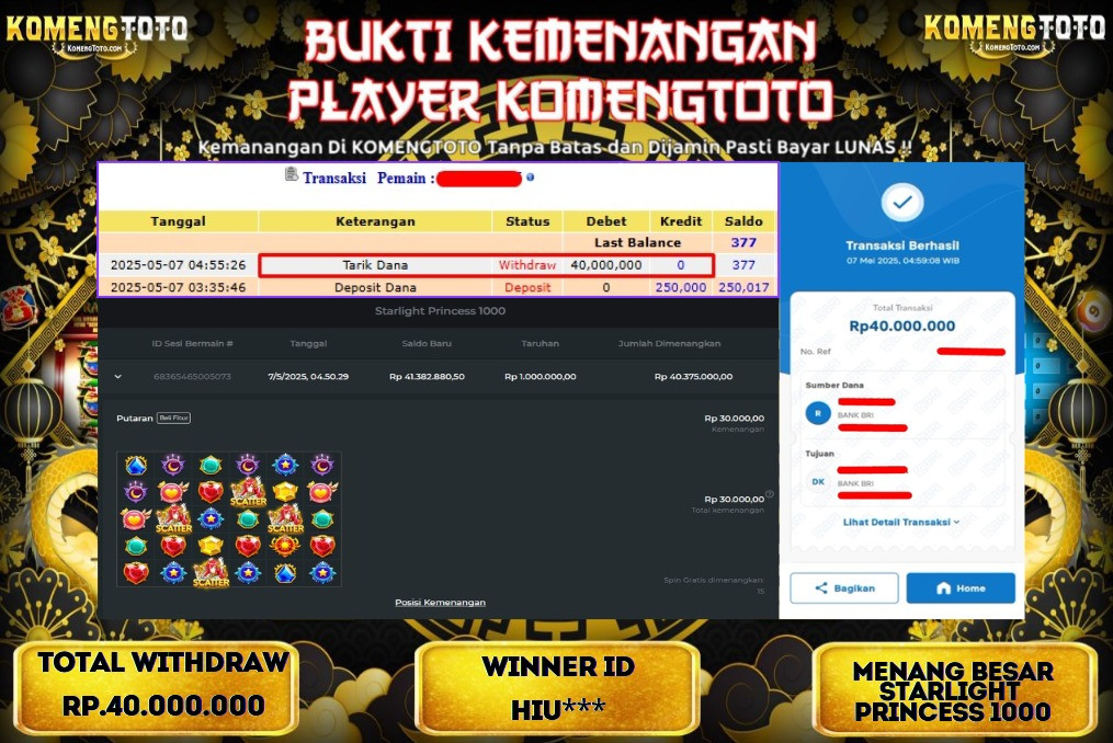 LAGI & LAGI!! KEMENANGAN BESAR DI SLOT STARLIGHT PRINCESS 1000 SEBESAR Rp.40.000.000 KOMENGTOTO BAYAR LUNAS SECEPAT KILAT !! KOMENGTOTO BAYAR SECEPAT KILAT !!