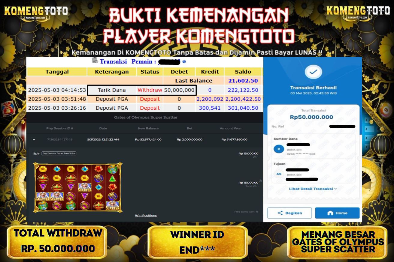 LAGI & LAGI!! KEMENANGAN BESAR DI SLOT  GATES OF OLYMPUS SUPER SCATER  SEBESAR Rp.50.000.000 KOMENGTOTO BAYAR LUNAS SECEPAT KILAT !! KOMENGTOTO BAYAR SECEPAT KILAT !!