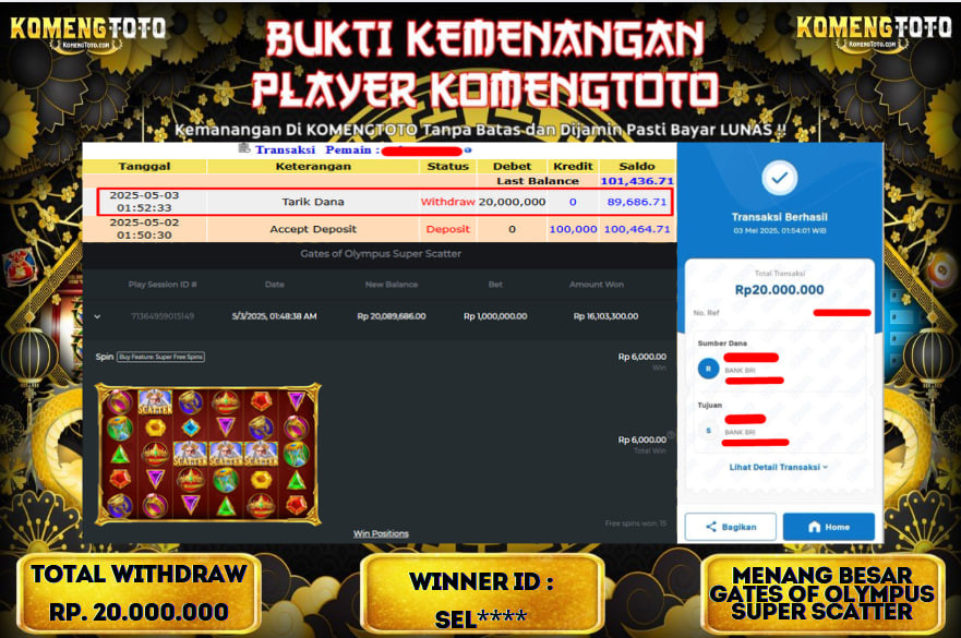 LAGI & LAGI!! KEMENANGAN BESAR DI SLOT  GATES OF OLYMPUS SUPER SCATTER  SEBESAR Rp.20.000.000 KOMENGTOTO BAYAR LUNAS SECEPAT KILAT !! KOMENGTOTO BAYAR SECEPAT KILAT !!