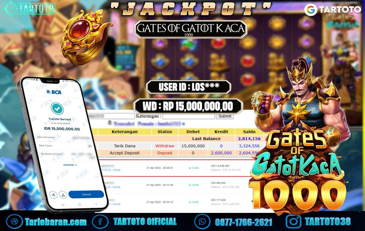JACKPOT PERMAINAN GATES OF GATOT KACA 1000