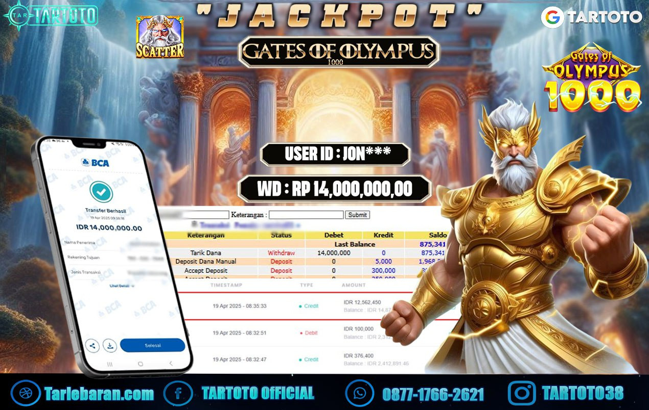 JACKPOT PERMAINAN GATES OF OLYMPUS 1000