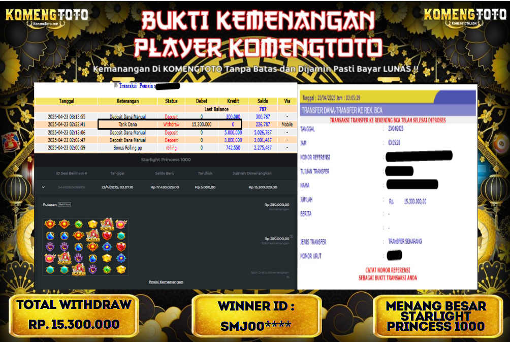 LAGI & LAGI!! KEMENANGAN BESAR DI SLOT STARLIGHT PRINCESS 1000  SEBESAR Rp.15.300.000 KOMENGTOTO BAYAR LUNAS SECEPAT KILAT !! KOMENGTOTO BAYAR SECEPAT KILAT !!